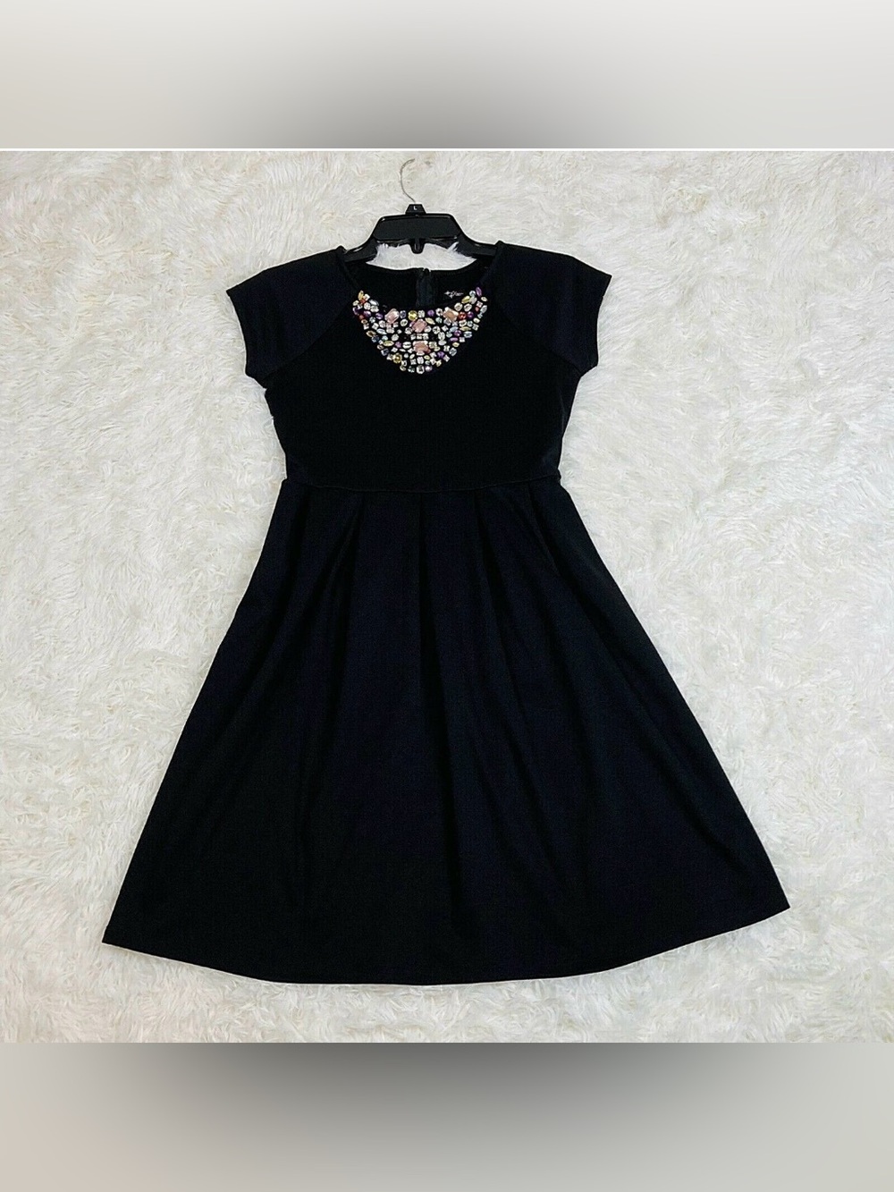 Girls Xtraordinary Jeweled Black Pleated Skirt Dress size 16 EUC